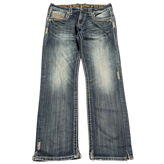 Rock Revival relaxed straight leg unisex designer Jeans(w34)