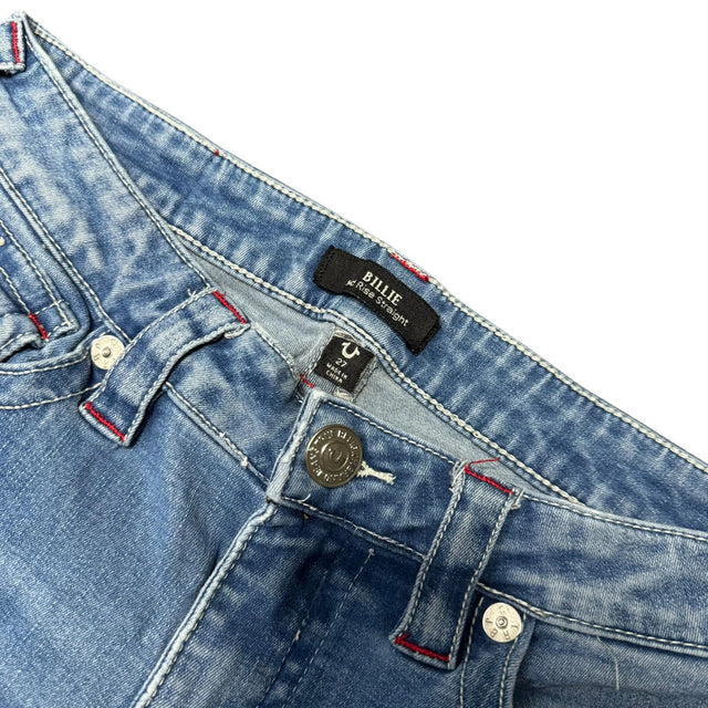True Religion straight mid waist women designer jeans(w27)