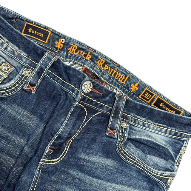 Rock Revival straight leg low waist women designer jeans(w30)
