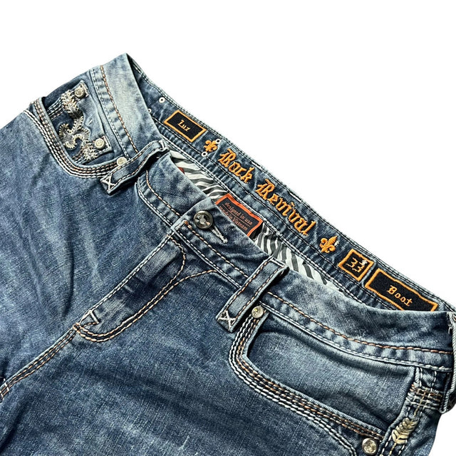 Rock Revival flared/bootcut mid Rise women designer Jeans(w33)