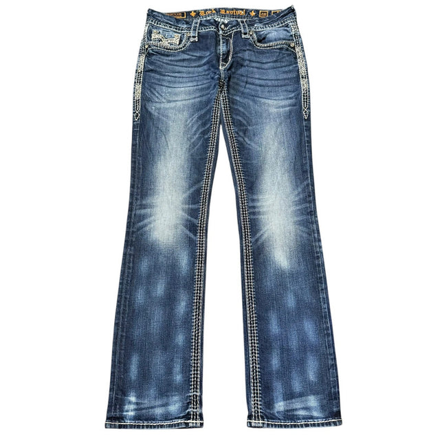 Rock revival straight leg low waist women designer jeans(w29)