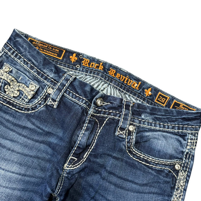 Rock revival straight leg low waist women designer jeans(w29)