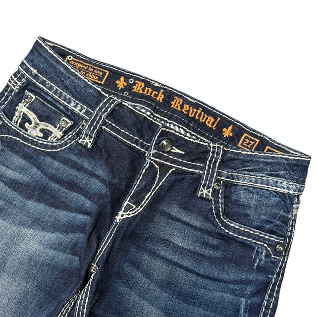 Rock Revival straight leg women designer jeans(w27)