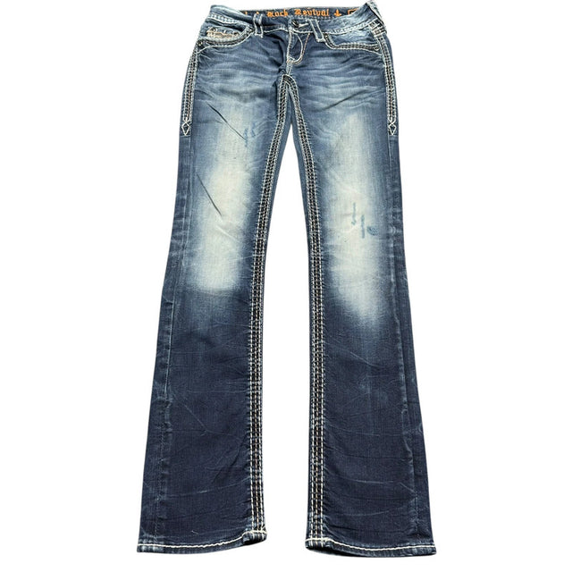 Rock Revival straight leg low waist women designer jeans(w25)