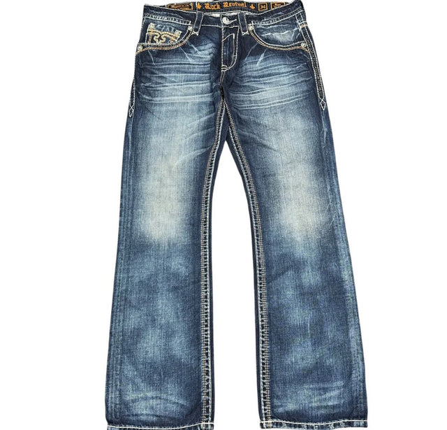 Rock Revival Straight leg Unisex Designer Jeans(w34)