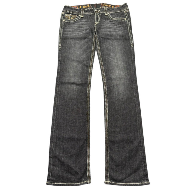 Rock revival straight leg low waist women designer jeans(w29)