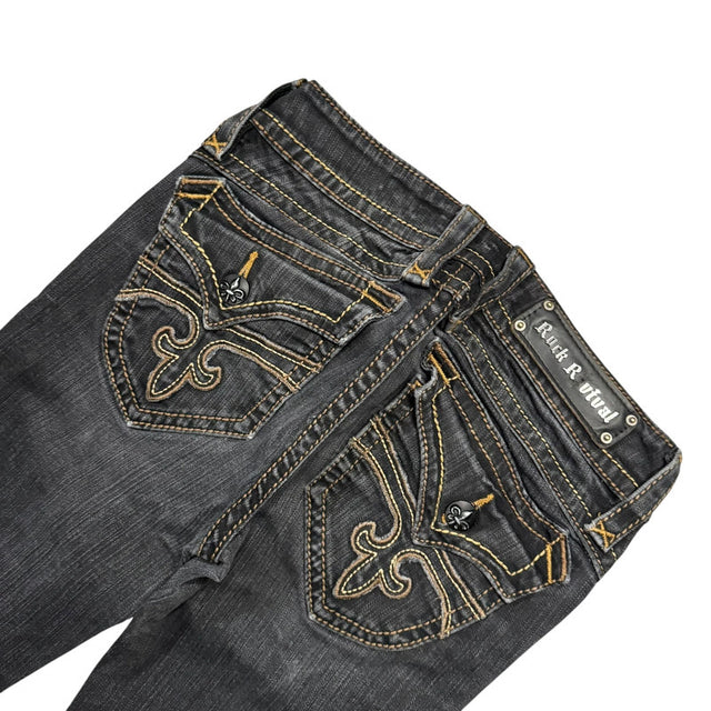 Rock revival flared/bootcut low waist women designer jeans(w28)