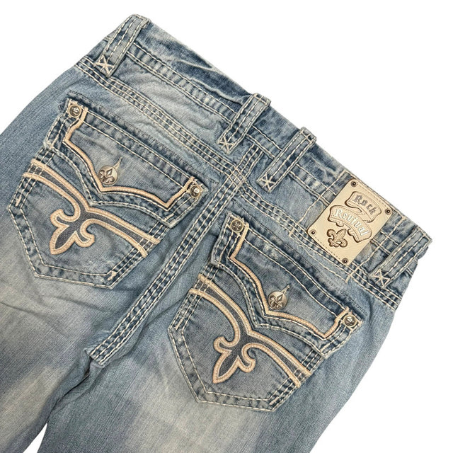 Rock revival loose straight leg unisex designer jeans(w32)