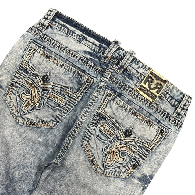 Rock Revival baggy/straight leg unisex designer Jeans(w38)