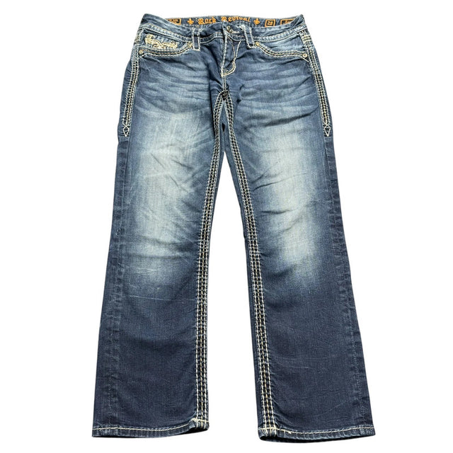 Rock Revival straight leg low waist women designer Jeans(w28)