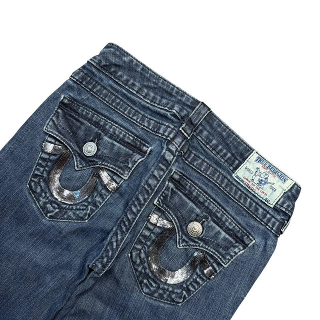 True religion straight leg low waist women designer jeans(w27)