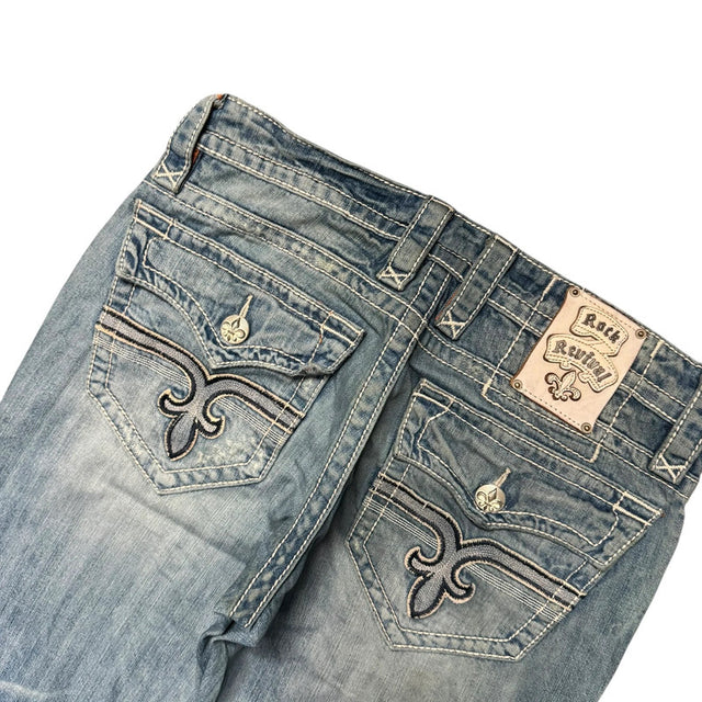 Rock Revival baggy/straight leg unisex designer jeans(w32)