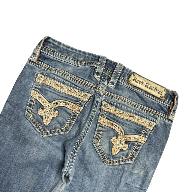 Rock Revival Boot low waist women designer Y2K jeans(w26)