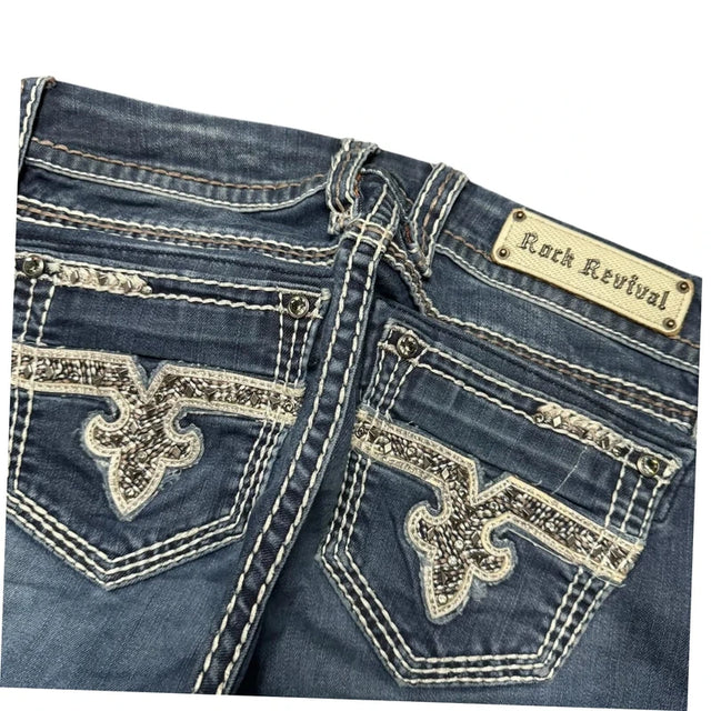 Rock Revival women designer mid waist easy skinny/slim jeans(w29)