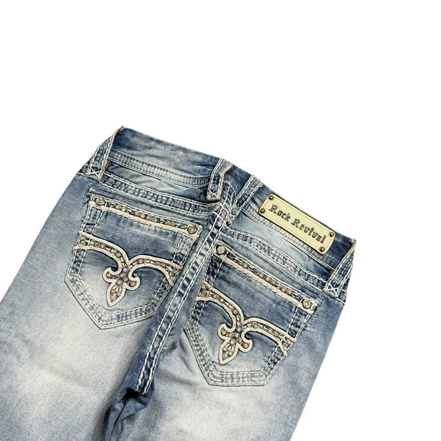 Rock Revival low waist women designer skinny jeans(w27)