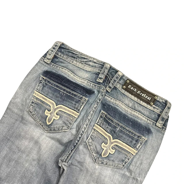 Rock revival straight leg low waist women designer Jeans(w30)