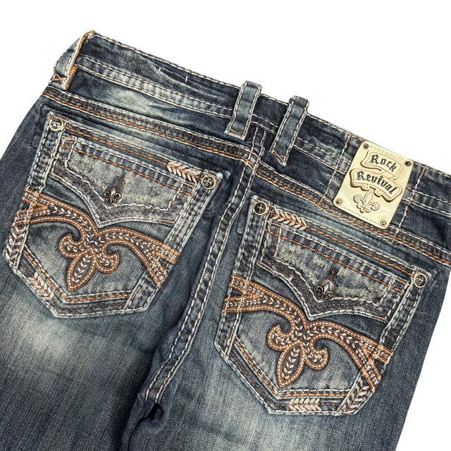 Rock Revival relaxed straight leg unisex designer Jeans(w34)