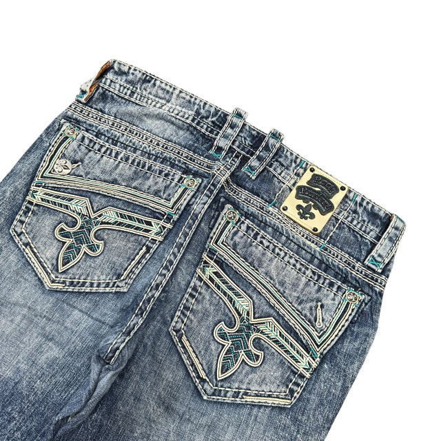 Rock Revival baggy/straight leg unisex designer jeans(w34)