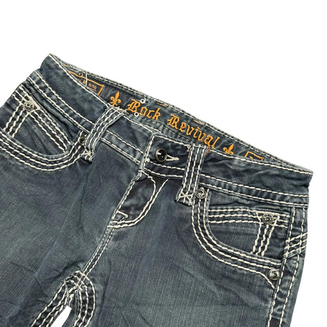 rock revival straight/slim stretch designer women low waist jeans (w26)