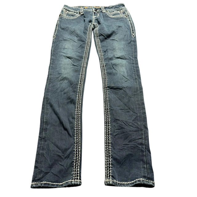 rock revival straight/slim stretch designer women low waist jeans (w26)