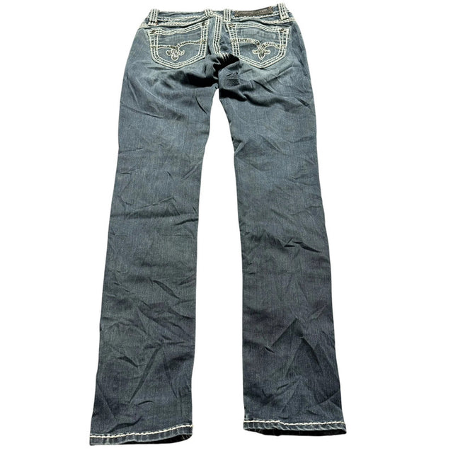 rock revival straight/slim stretch designer women low waist jeans (w26)