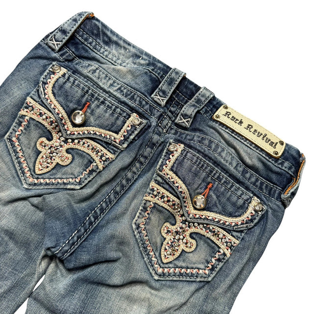 rock revival flared/bootcut low waist designer women jeans (w26)