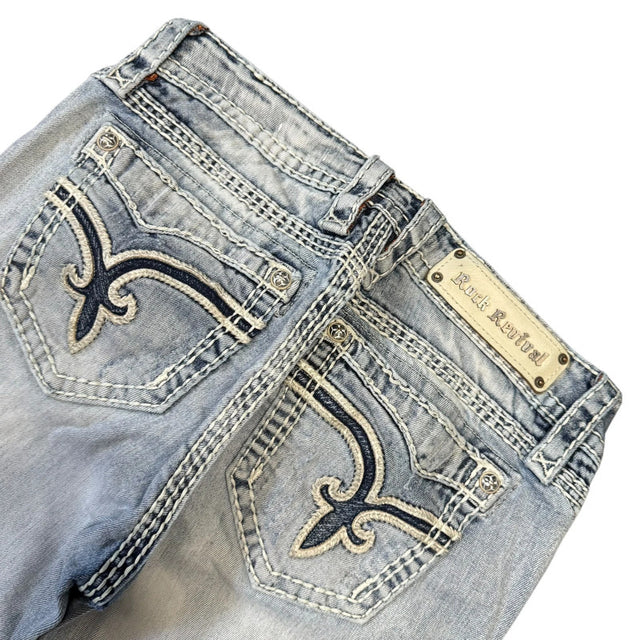 Rock revival straight leg low waist women designer jeans(w29)