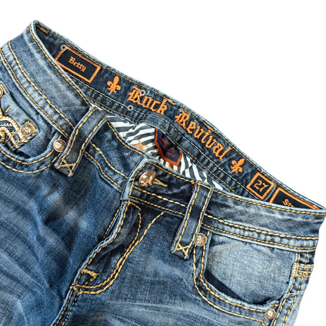 Rock Revival Straight leg low waist women designer jeans(w27)