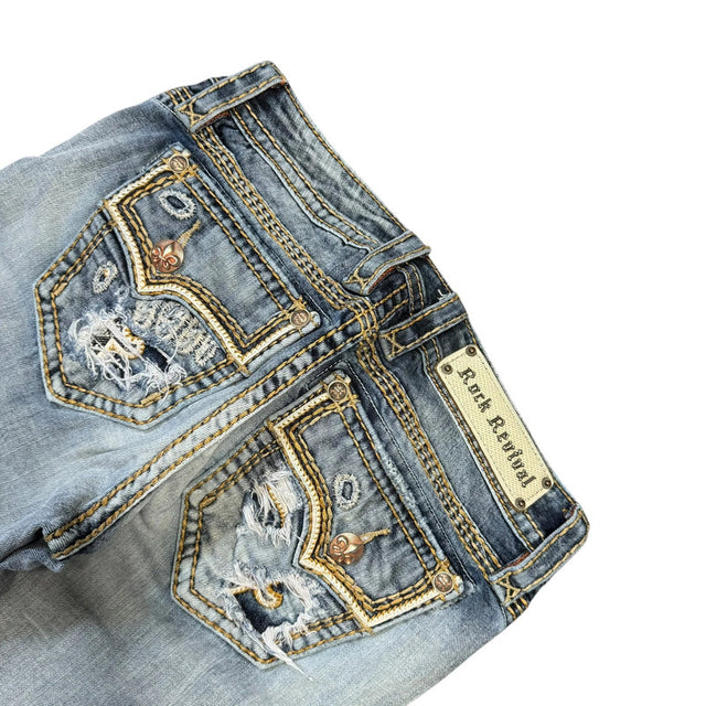 Rock Revival Straight leg low waist women designer jeans(w27)