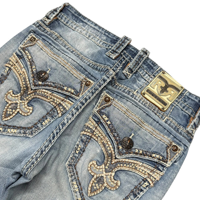 Rock Revival baggy/straight leg unisex designer jeans(w31)