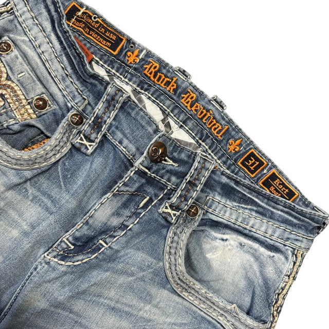 Rock Revival baggy/straight leg unisex designer jeans(w31)
