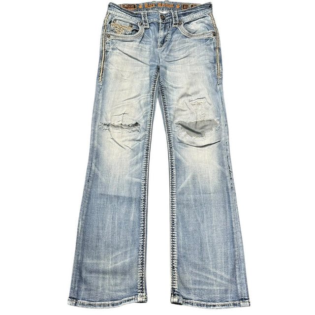 Rock Revival baggy/straight leg unisex designer jeans(w31)