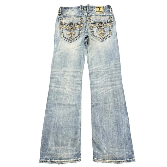 Rock Revival baggy/straight leg unisex designer jeans(w31)