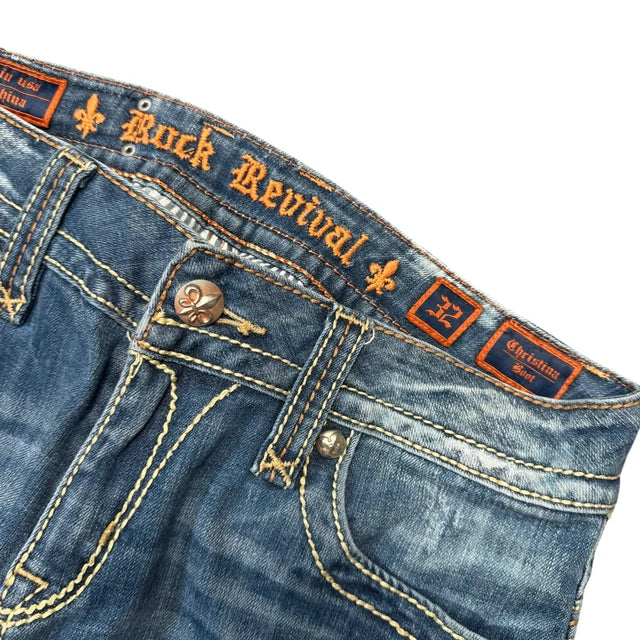 Rock revival flared/bootcut low waist women designer jeans(w32)