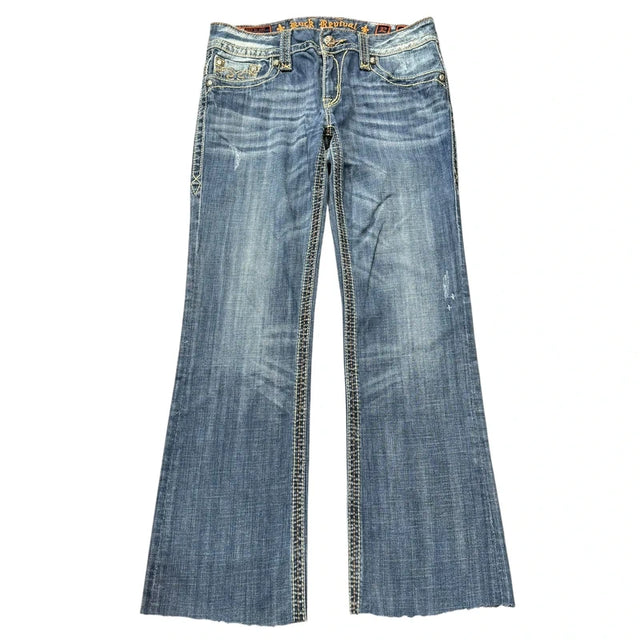 Rock revival flared/bootcut low waist women designer jeans(w32)