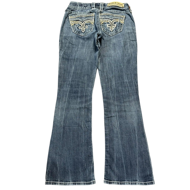 Rock revival flared/bootcut low waist women designer jeans(w26)