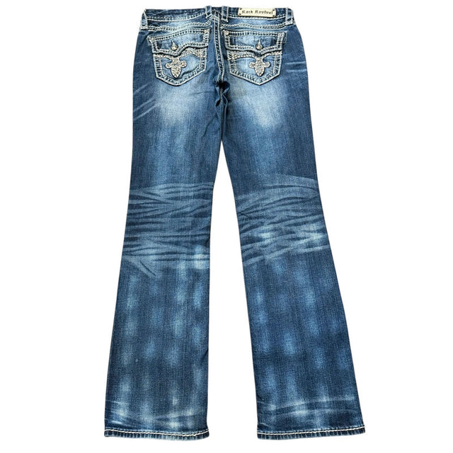 Rock revival straight leg low waist women designer jeans(w29)