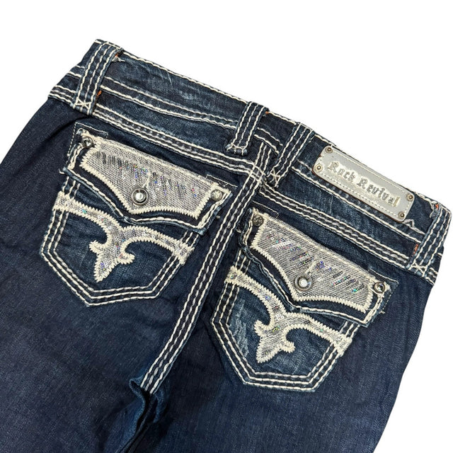 Rock Revival straight leg women designer jeans(w27)