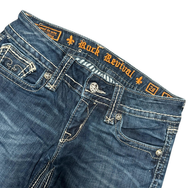 Rock revival flared/bootcut low waist women designer jeans(w28)