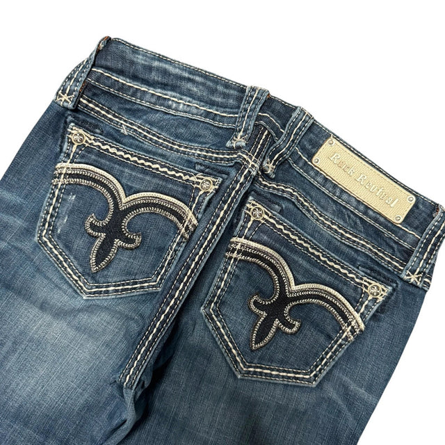 Rock revival flared/bootcut low waist women designer jeans(w28)