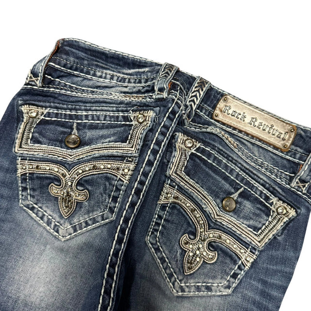 Rock Revival low waist women designer slim/skinny jeans(w27)