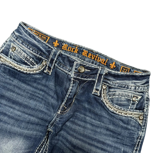 Rock Revival low waist women designer slim/skinny jeans(w27)
