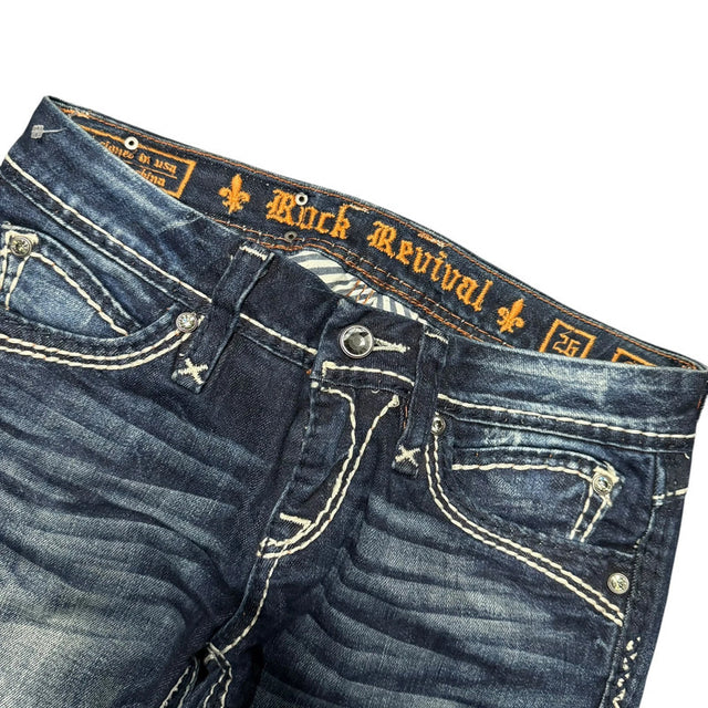 Rock Revival low waist women designer skinny jeans(w26)