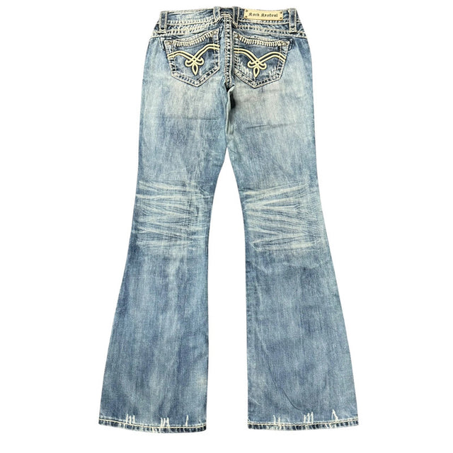 Rock Revival loose flared/bootcut low waist women designer jeans(w27)