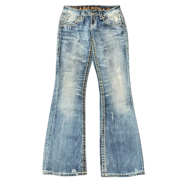 Rock Revival loose flared/bootcut low waist women designer jeans(w27)