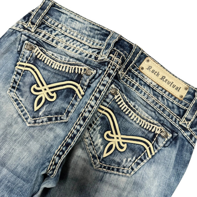 Rock Revival loose flared/bootcut low waist women designer jeans(w27)