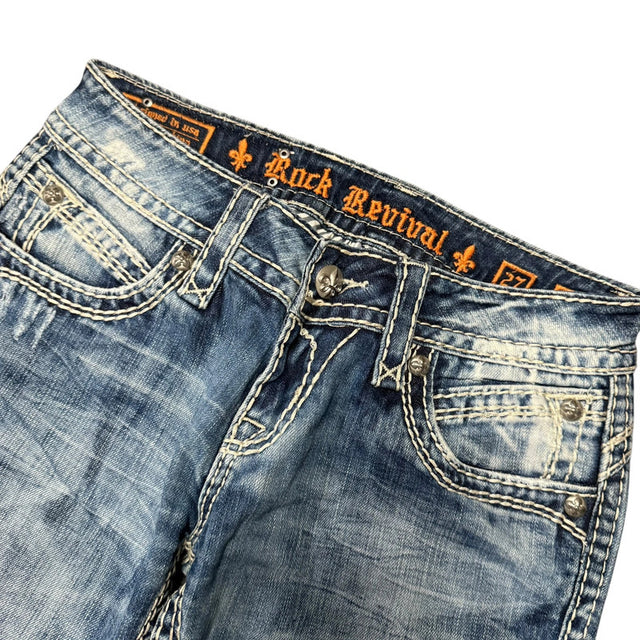 Rock Revival loose flared/bootcut low waist women designer jeans(w27)