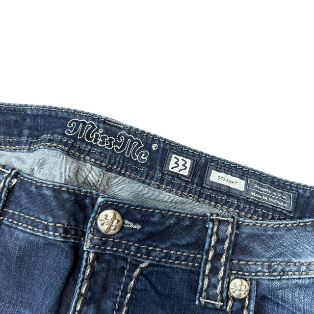 Miss me Straight leg mid Rise women designer jeans(w33)