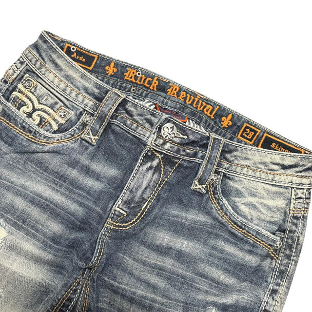 Rock Revival low waist designer women skinny jeans(w28)