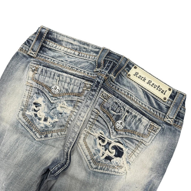 Rock Revival low waist designer women skinny jeans(w28)